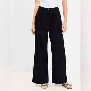 NWT Loft Poplin Wide Leg Pants Trousers Black Size 00